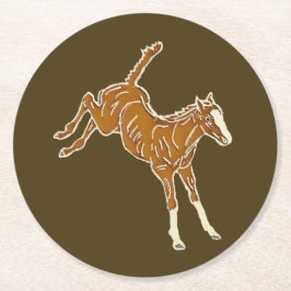 Frolcking Horse Foal - transparente mehrfarbig. Runder Pappuntersetzer