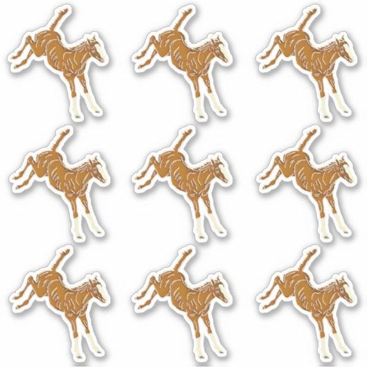 Frolcking Horse Foal - transparente mehrfarbige 9x Aufkleber (Vorderseite)