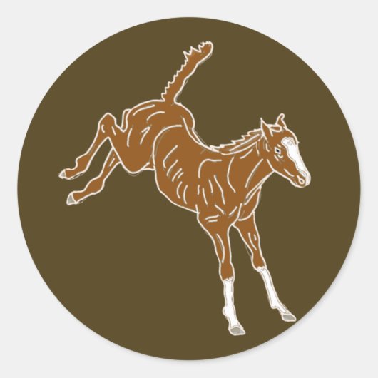 Frolcking Horse Foal - transparente ungefärbte Far Runder Aufkleber (Vorderseite)