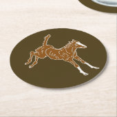 Frolcking Horse Foal - transparente ungefärbte Far Runder Pappuntersetzer (Angewinkelt)