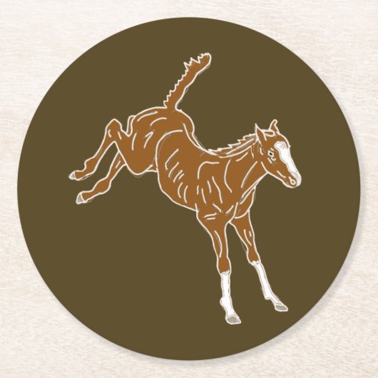 Frolcking Horse Foal - transparente ungefärbte Far Runder Pappuntersetzer (Vorderseite)