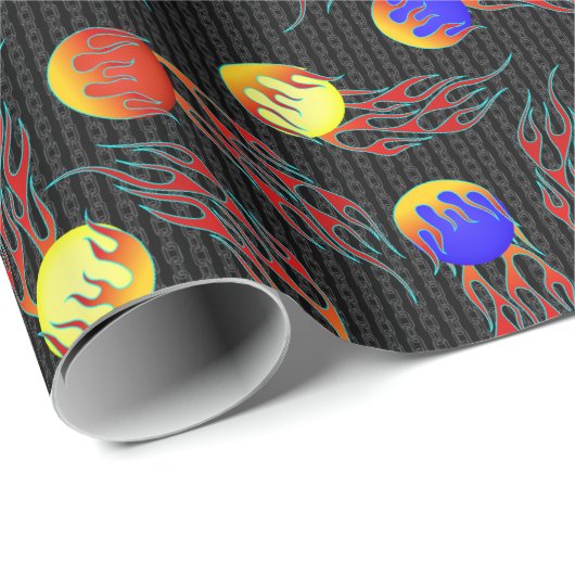 Frolf - Flammen-Datenträger Golf Geschenkpapier (Rolleneckpunkt)