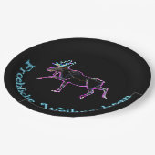 Froliche Weihnachten - Elektrische Elche Pappteller (Schrägansicht)