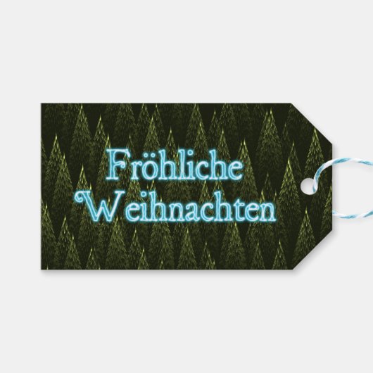 Froliche Weihnachten - Konifers Geschenkanhänger (Vorderseite (Horizontal))