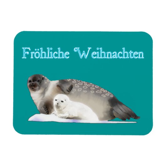 Froliche Weihnachten - Ringed-Siegel Magnet (Horizontal)