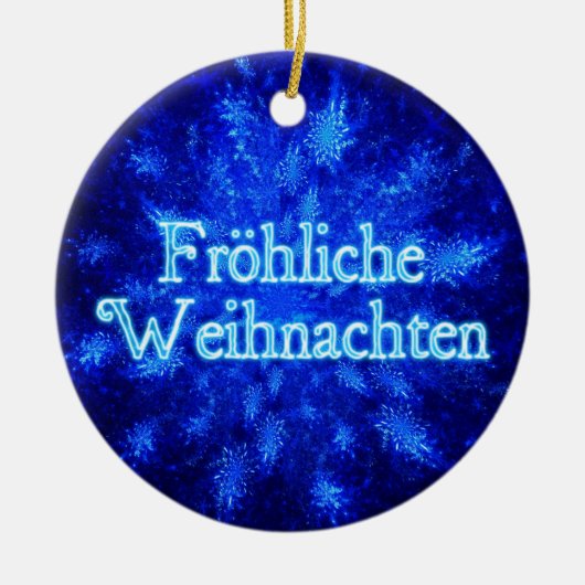 Froliche Weihnachten - Snowburst Keramik Ornament (Vorne)