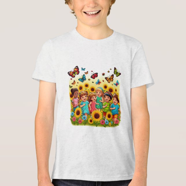 Frolisch in Feldern Tri-Blend Shirt (Vorderseite)
