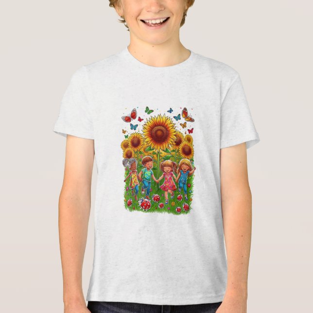 Frolisch in Feldern Tri-Blend Shirt (Vorderseite)