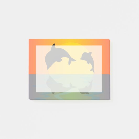 Frollocking-Delphine bei Sonnenuntergang Post-it Klebezettel (Vorderseite)