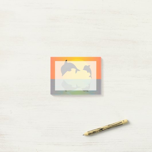 Frollocking-Delphine bei Sonnenuntergang Post-it Klebezettel (Auf Schreibtisch)