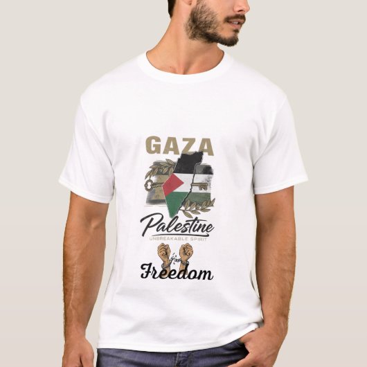 From Gaza to the world — strength lives here T-Shirt (Vorderseite)