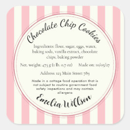 From my small kitchen Cottage Law Cookie Label Quadratischer Aufkleber