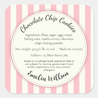 From my small kitchen Cottage Law Cookie Label Quadratischer Aufkleber