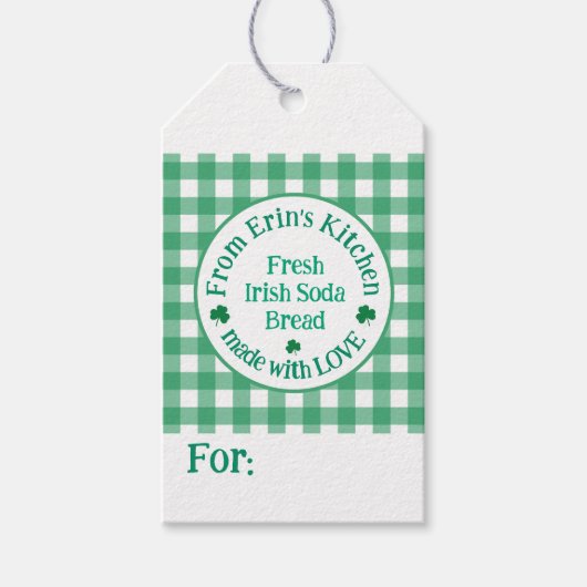 From NAME Kitchen Made with Love Irish Green Check Geschenkanhänger (Vorderseite)