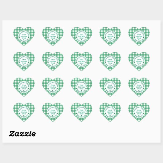 From NAME Kitchen with Love Irish Green Check Herz-Aufkleber (Blatt)
