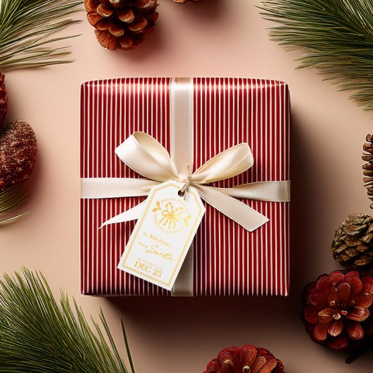 From Santa Candy Cane Foil Gift Tag Geschenkanhänger