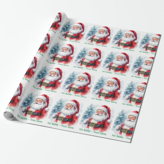 From Santa Claus Add Child's Name Christmas Roll Geschenkpapier (Ungerollt)