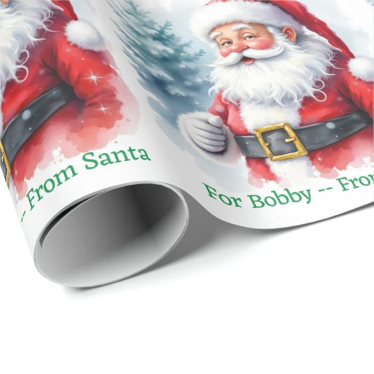 From Santa Claus Add Child's Name Christmas Roll Geschenkpapier (Rolleneckpunkt)