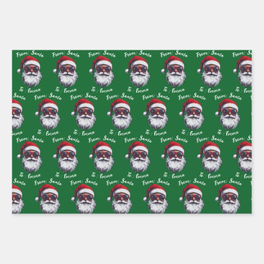 From Santa Claus Gift Wrap, Custom Santa Name Geschenkpapier Set (Vorderseite 3)