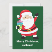 From Santa Green Personalized Kids Christmas Karte (Vorderseite)