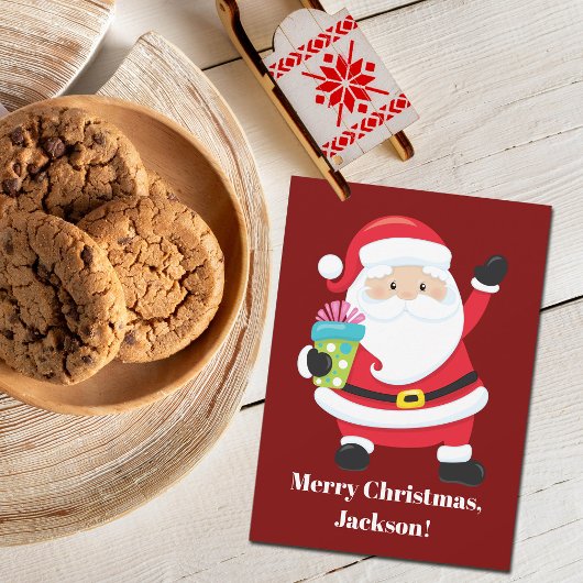 From Santa Red Personalized Kids Christmas Karte