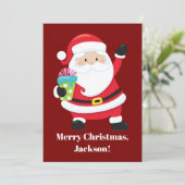 From Santa Red Personalized Kids Christmas Karte (Stehend Vorderseite)