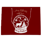 From Santa With Love Snow Globe Deer Große Geschenktüte (Vorderseite)