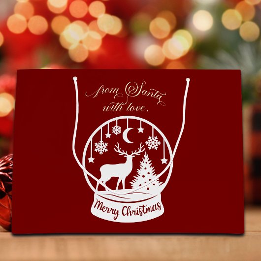 From Santa With Love Snow Globe Deer Große Geschenktüte