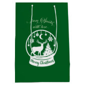 From Santa With Love Snow Globe Deer Mittlere Geschenktüte (Rückseite)