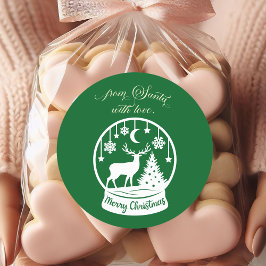 From Santa With Love Snow Globe Deer Runder Aufkleber