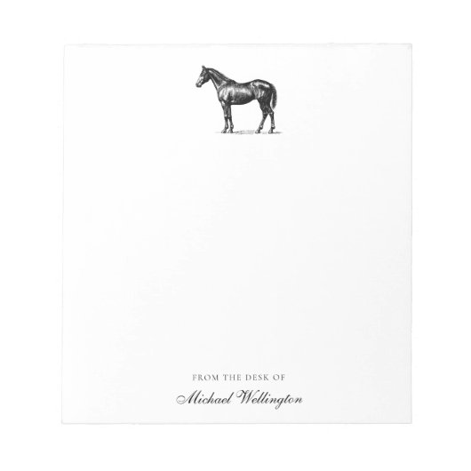 From The Desk Of | Elegant Horse Equestrian Name Notizblock (Vorderseite)