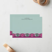 From the Desk of Pretty Teal Floral Mitteilungskarte (Vorderseite/Rückseite Beispiel)