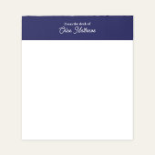 From The Desk Of White Script Navy Blue Border Notizblock