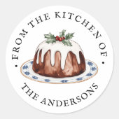 From The Kitchen Of | Christmas Pudding Runder Aufkleber (Vorderseite)