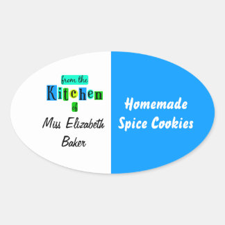 From the Kitchen of Retro Blue Green Canning Ovaler Aufkleber