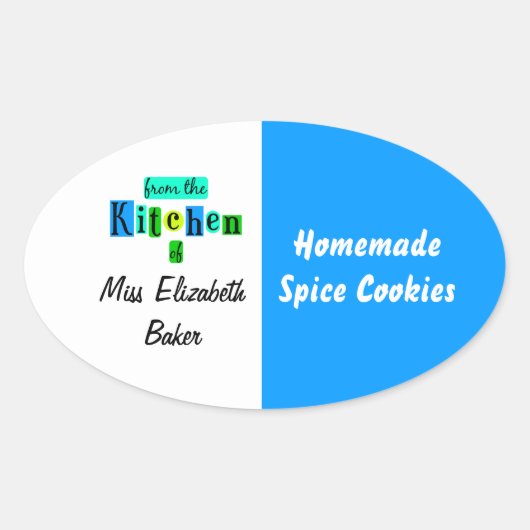 From the Kitchen of Retro Blue Green Canning Ovaler Aufkleber (Vorderseite)