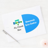 From the Kitchen of Retro Blue Green Canning Ovaler Aufkleber (Umschlag)