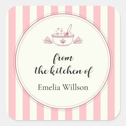 From the kitchen of Small Business Quadratischer Aufkleber (Vorderseite)