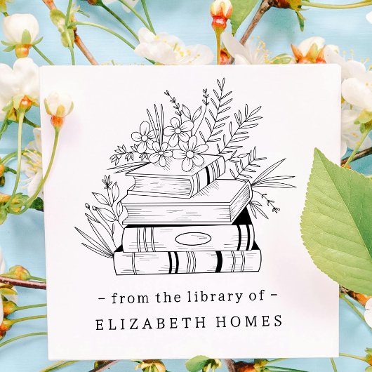 From the Library of Custom Quote Books and Flower Gummistempel