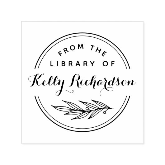 From The Library Round Rustic | Script & Branch Permastempel (Design)