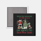 From The Windows To Deck These Halls Raccoon Xmas Magnet (Vorderseite/Rückseite)