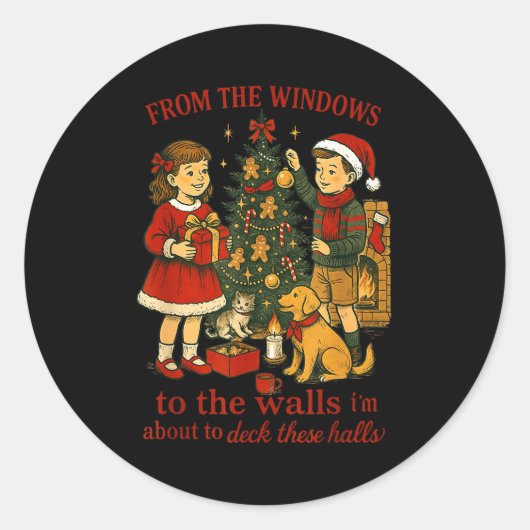 From The Windows To The Walls Christmas Fun  Runder Aufkleber (Vorderseite)