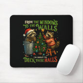 From The Windows To Walls Deck These Halls Raccoon Mousepad (Mit Mouse)