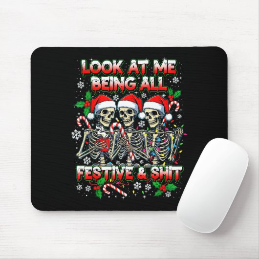 From The Windows To Walls Deck These Halls Raccoon Mousepad (Mit Mouse)