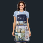 From Us Family Photo Collage We Love You Nana Navy Schürze<br><div class="desc">Customize this From Us Family Photo Collage We Love You Nana Apron holiday gift idea to celebrate friends, family, or one of your favorite people. This personalized gift makes a thoughtful custom Christmas gift. Family and friends will love this From Us Family Photo Collage We Love You Nana Apron personalized...</div>