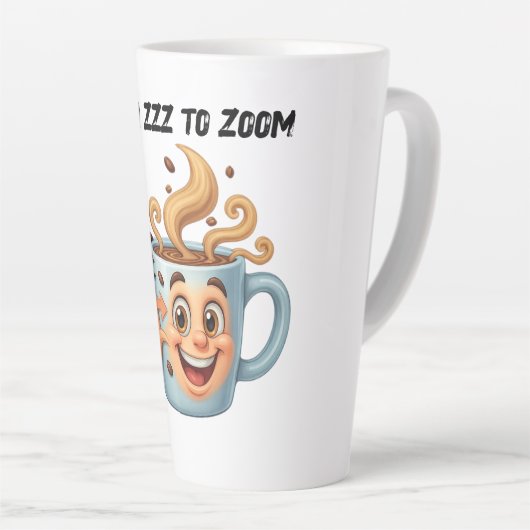 From Zzz to Zoom" T-Shirt - Coffee Mug Face Milchtasse (Rechte Ecke)