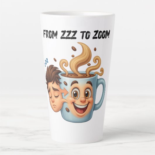 From Zzz to Zoom" T-Shirt - Coffee Mug Face Milchtasse (Vorderseite)