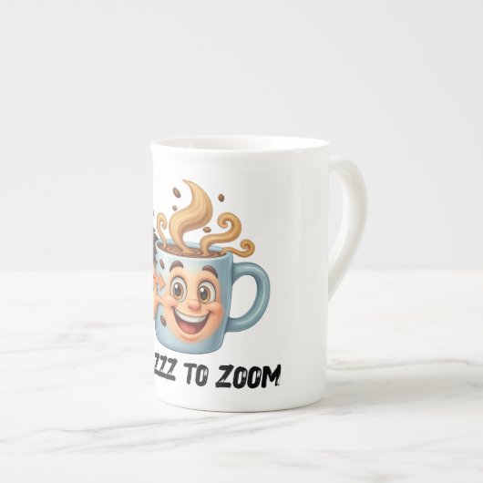 From Zzz to Zoom" T-Shirt - Coffee Mug Face  Porzellantasse (Vorderseite Rechts)