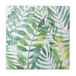 Frond Waltz - Blätter "Palm Frond" Fliese<br><div class="desc">Frond Waltz I von Grace Popp. Die tropische Vegetation ist in einem Aquarellstil gehalten.</div>