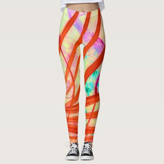 Fronds Go Red Leggings (Vorderseite)